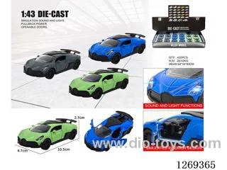 1:43 pull back alloy car W L/M included battery 3 colors 12PCS
