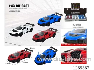 1:43 pull back alloy car W L/M included battery 3 colors 12PCS