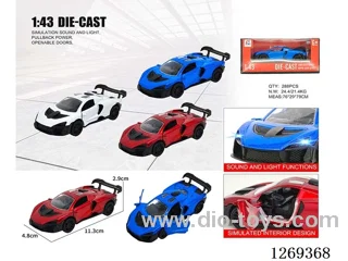1:43 pull back alloy car W L/M included battery 3 colors