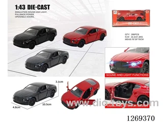 1:43 pull back alloy car W L/M included battery 3 colors