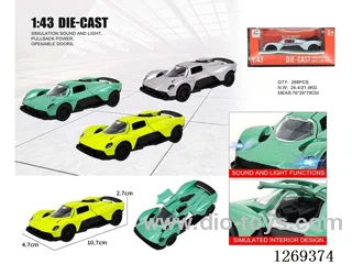 1:43 pull back alloy car W L/M included battery 3 colors