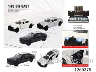 1:43 pull back alloy car W L/M included battery 3 colors 12PCS