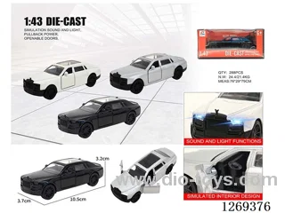 1:43 pull back alloy car W L/M included battery 3 colors