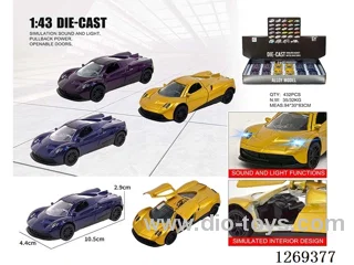 1:43 pull back alloy car W L/M included battery 3 colors 12PCS