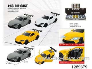 1:43 pull back alloy car W L/M included battery 3 colors 12PCS