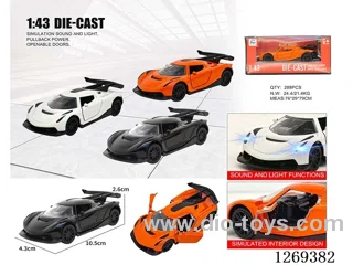 1:43 pull back alloy car W L/M included battery 3 colors
