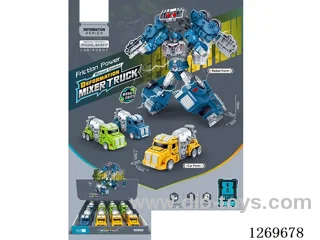 Inertia-Powered Manual Transformation Engineering Mixer Truck (8PCS)
