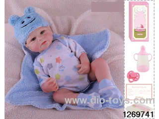 48CM Doll（Soft Rubber High-Fidelity(Hand-painted Hair, High-Quality Painting) Bottle, Magnetic Sippy Cup, Diapers, Birth card