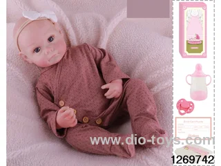 48CM Doll（Soft Rubber High-Fidelity(Hand-painted Hair, High-Quality Painting) Bottle, Magnetic Sippy Cup, Diapers, Birth card