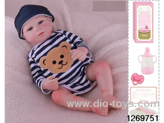 48CM Doll（Soft Rubber High-Fidelity(Hand-painted Hair, High-Quality Painting) Bottle, Magnetic Sippy Cup, Diapers, Birth card