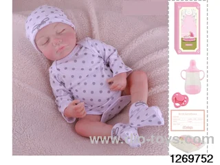 48CM Doll（Soft Rubber High-Fidelity(Hand-painted Hair, High-Quality Painting) Bottle, Magnetic Sippy Cup, Diapers, Birth card
