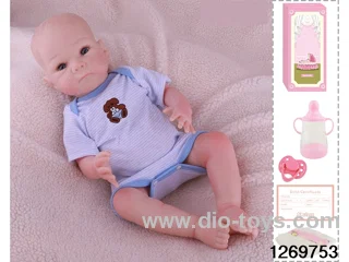 48CM Doll（Soft Rubber High-Fidelity(Hand-painted Hair, High-Quality Painting) Bottle, Magnetic Sippy Cup, Diapers, Birth card