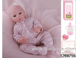 48CM Doll（Soft Rubber High-Fidelity(Hand-painted Hair, High-Quality Painting) Bottle, Magnetic Sippy Cup, Diapers, Birth card