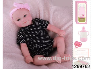 48CM Doll（Soft Rubber High-Fidelity(Hand-painted Hair, High-Quality Painting) Bottle, Magnetic Sippy Cup, Diapers, Birth card