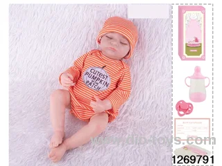 48CM Doll（Soft Rubber High-Fidelity(Hand-painted Hair, High-Quality Painting) Bottle, Magnetic Sippy Cup, Diapers, Birth card