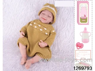 48CM Doll（Soft Rubber High-Fidelity(Hand-painted Hair, High-Quality Painting) Bottle, Magnetic Sippy Cup, Diapers, Birth card