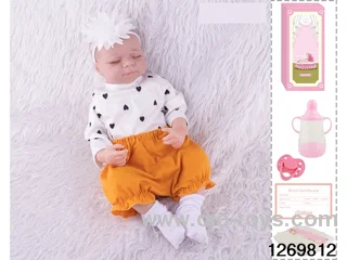 48CM Doll（Soft Rubber High-Fidelity(Hand-painted Hair, High-Quality Painting) Bottle, Magnetic Sippy Cup, Diapers, Birth card