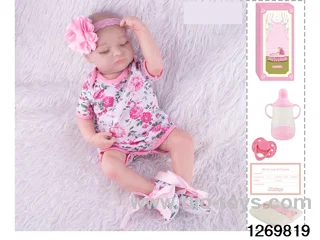 48CM Doll（Soft Rubber High-Fidelity(Hand-painted Hair, High-Quality Painting) Bottle, Magnetic Sippy Cup, Diapers, Birth card