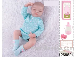 48CM Doll（Soft Rubber High-Fidelity(Hand-painted Hair, High-Quality Painting) Bottle, Magnetic Sippy Cup, Diapers, Birth card