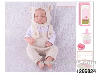 48CM Doll（Soft Rubber High-Fidelity(Hand-painted Hair, High-Quality Painting) Bottle, Magnetic Sippy Cup, Diapers, Birth card