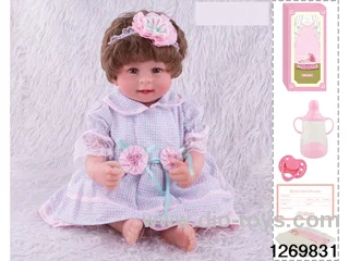 48CM Doll（Soft Rubber High-Fidelity(Hand-painted Hair, High-Quality Painting) Bottle, Magnetic Sippy Cup, Diapers, Birth card