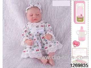 48CM Doll（Soft Rubber High-Fidelity(Hand-painted Hair, High-Quality Painting) Bottle, Magnetic Sippy Cup, Diapers, Birth card