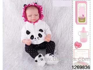 48CM Doll（Soft Rubber High-Fidelity(Hand-painted Hair, High-Quality Painting) Bottle, Magnetic Sippy Cup, Diapers, Birth card