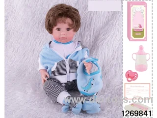 48CM Doll（Soft Rubber High-Fidelity(Hand-painted Hair, High-Quality Painting) Bottle, Magnetic Sippy Cup, Diapers, Birth card