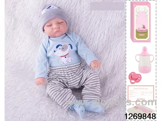 48CM Doll（Soft Rubber High-Fidelity(Hand-painted Hair, High-Quality Painting) Bottle, Magnetic Sippy Cup, Diapers, Birth card