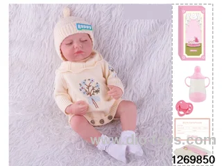 48CM Doll（Soft Rubber High-Fidelity(Hand-painted Hair, High-Quality Painting) Bottle, Magnetic Sippy Cup, Diapers, Birth card