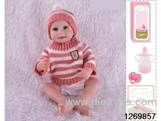 48CM Doll（Soft Rubber High-Fidelity(Hand-painted Hair, High-Quality Painting) Bottle, Magnetic Sippy Cup, Diapers, Birth card