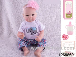48CM Doll（Soft Rubber High-Fidelity(Hand-painted Hair, High-Quality Painting) Bottle, Magnetic Sippy Cup, Diapers, Birth card