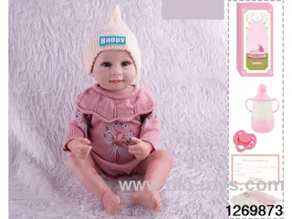 48CM Doll（Soft Rubber High-Fidelity(Hand-painted Hair, High-Quality Painting) Bottle, Magnetic Sippy Cup, Diapers, Birth card