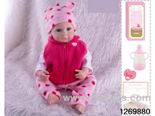 48CM Doll（Soft Rubber High-Fidelity(Hand-painted Hair, High-Quality Painting) Bottle, Magnetic Sippy Cup, Diapers, Birth card