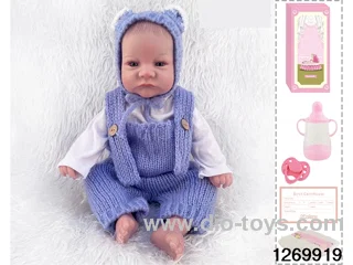 48CM Doll（Soft Rubber High-Fidelity(Hand-painted Hair, High-Quality Painting) Bottle, Magnetic Sippy Cup, Diapers, Birth card