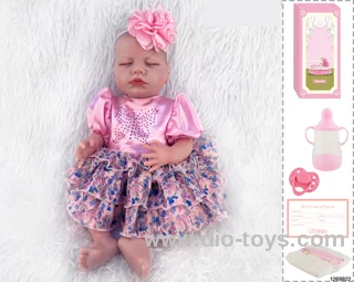 48CM Doll（Soft Rubber High-Fidelity(Hand-painted Hair, High-Quality Painting) Bottle, Magnetic Sippy Cup, Diapers, Birth card