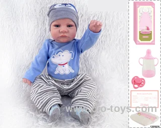 48CM Doll（Soft Rubber High-Fidelity(Hand-painted Hair, High-Quality Painting) Bottle, Magnetic Sippy Cup, Diapers, Birth card