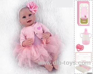 48CM Doll（Soft Rubber High-Fidelity(Hand-painted Hair, High-Quality Painting) Bottle, Magnetic Sippy Cup, Diapers, Birth card