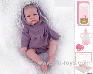 48CM Doll（Soft Rubber High-Fidelity(Hand-painted Hair, High-Quality Painting) Bottle, Magnetic Sippy Cup, Diapers, Birth card