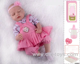 48CM Doll（Soft Rubber High-Fidelity(Hand-painted Hair, High-Quality Painting) Bottle, Magnetic Sippy Cup, Diapers, Birth card