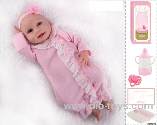 48CM Doll（Soft Rubber High-Fidelity(Hand-painted Hair, High-Quality Painting) Bottle, Magnetic Sippy Cup, Diapers, Birth card