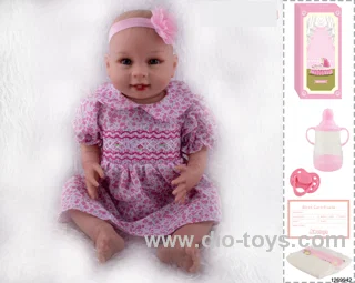 48CM Doll（Soft Rubber High-Fidelity(Hand-painted Hair, High-Quality Painting) Bottle, Magnetic Sippy Cup, Diapers, Birth card