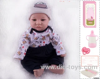 48CM Doll（Soft Rubber High-Fidelity(Hand-painted Hair, High-Quality Painting) Bottle, Magnetic Sippy Cup, Diapers, Birth card