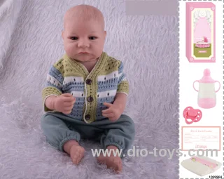 48CM Doll（Soft Rubber High-Fidelity(Hand-painted Hair, High-Quality Painting) Bottle, Magnetic Sippy Cup, Diapers, Birth card