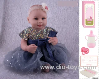 48CM Doll（Soft Rubber High-Fidelity(Hand-painted Hair, High-Quality Painting) Bottle, Magnetic Sippy Cup, Diapers, Birth card