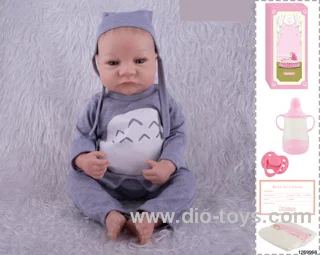 48CM Doll（Soft Rubber High-Fidelity(Hand-painted Hair, High-Quality Painting) Bottle, Magnetic Sippy Cup, Diapers, Birth card