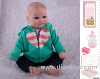 48CM Doll（Soft Rubber High-Fidelity(Hand-painted Hair, High-Quality Painting) Bottle, Magnetic Sippy Cup, Diapers, Birth card