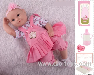 48CM Doll（Soft Rubber High-Fidelity(Hand-painted Hair, High-Quality Painting) Bottle, Magnetic Sippy Cup, Diapers, Birth card
