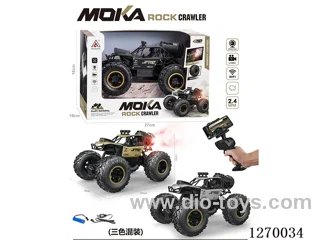 1:18 Big-Wheel Alloy Rock Crawler with Smoke, Lights, and Camera, included battery, 3-Color Mix