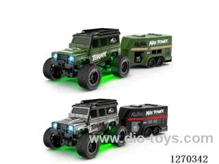 1:64 Full-Scale Desktop Drift SUV Race Car + Trailer + DIY Stickers + included battery